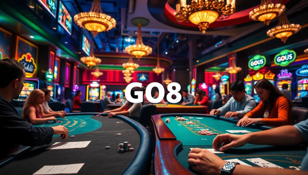 GO8 enhances the allure of high-stakes poker, with vibrant tables, chips, and dice capturing the thrill of casino gaming.