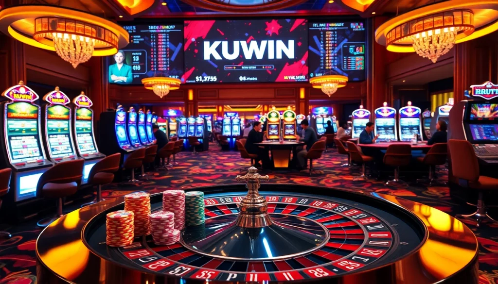 Experience high-stakes gambling at KUWIN casino with roulette and poker.