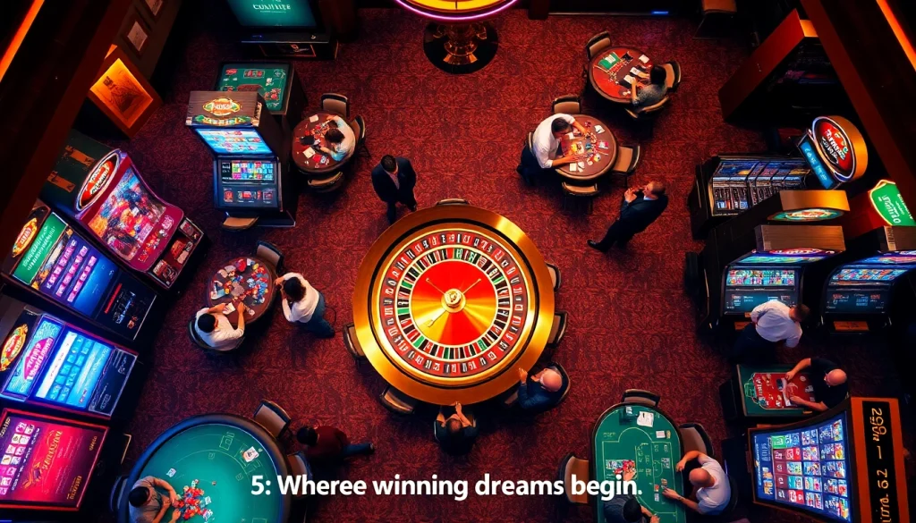 Kèo Nhà Cái 5 showcases players placing bets on thrilling roulette tables and poker games.